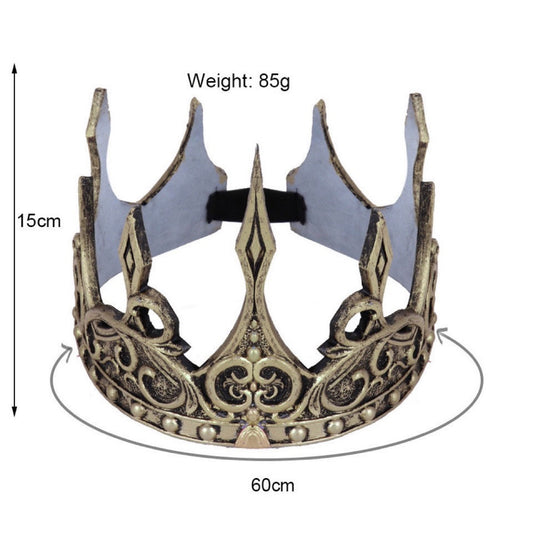 3D Soft Medieval King's Crown Tiara for Halloween Dress Up
