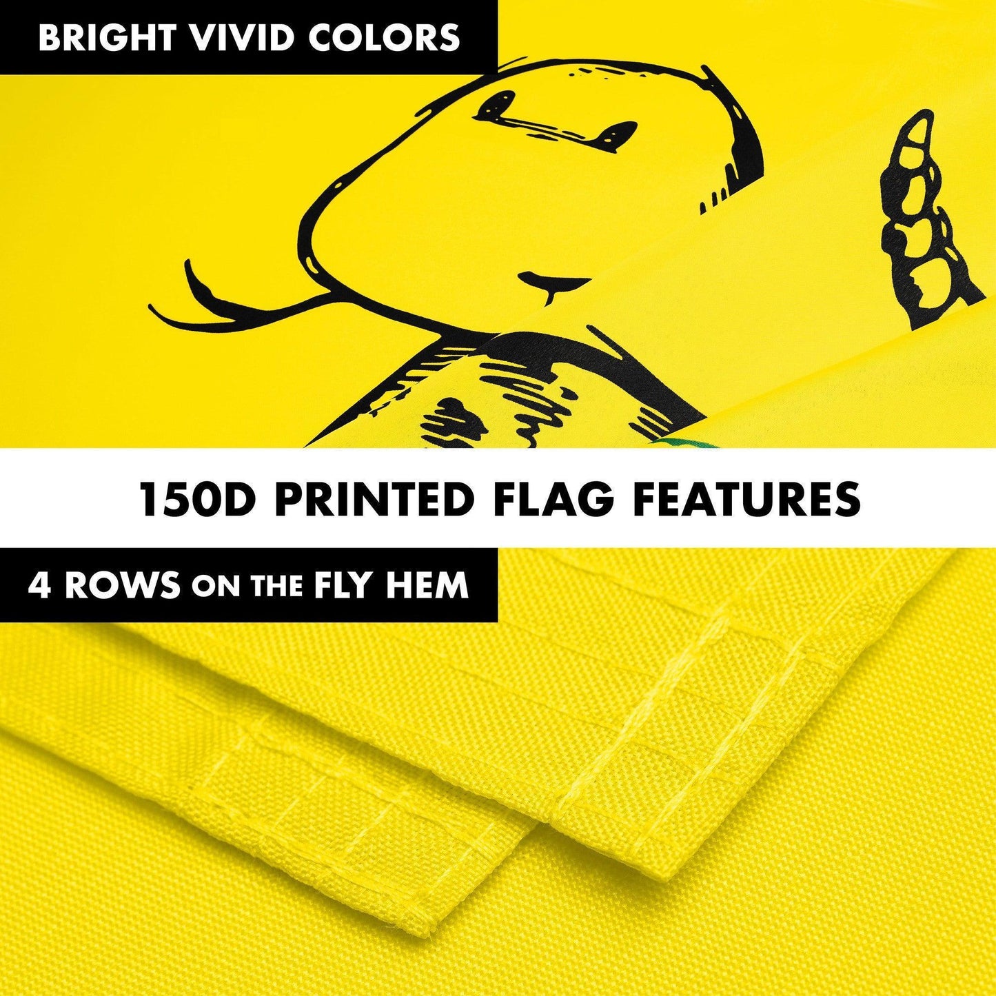 G128 Combo Pack: 6 Ft Tangle Free Spinning Flagpole (White) & No Step on Snek Cute Cartoon Flag 3x5 Ft Printed 150D Polyester, Brass Grommets (Flag Included) Aluminum Flag Pole