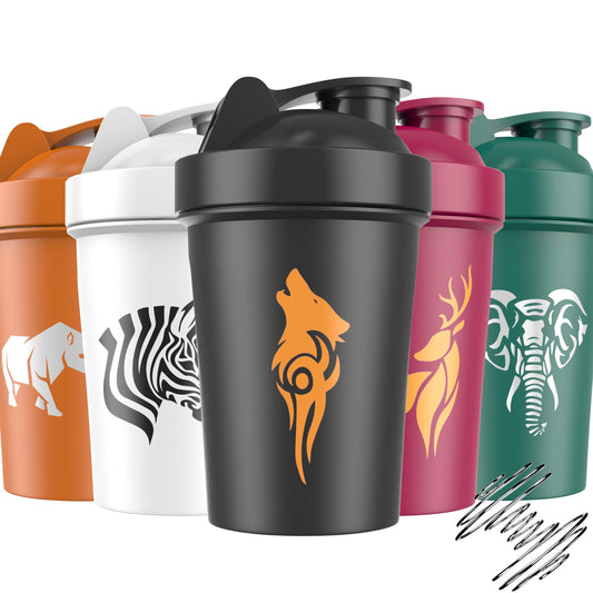 JEELA SPORTS 5 PACK Protein Shaker Bottles for Protein Mixes -20 OZ- Dishwasher Safe Shaker Cups for Protein Shakes - Shaker Cup for Blender Protein Shaker Bottle for Shakes Protein Shake Blender