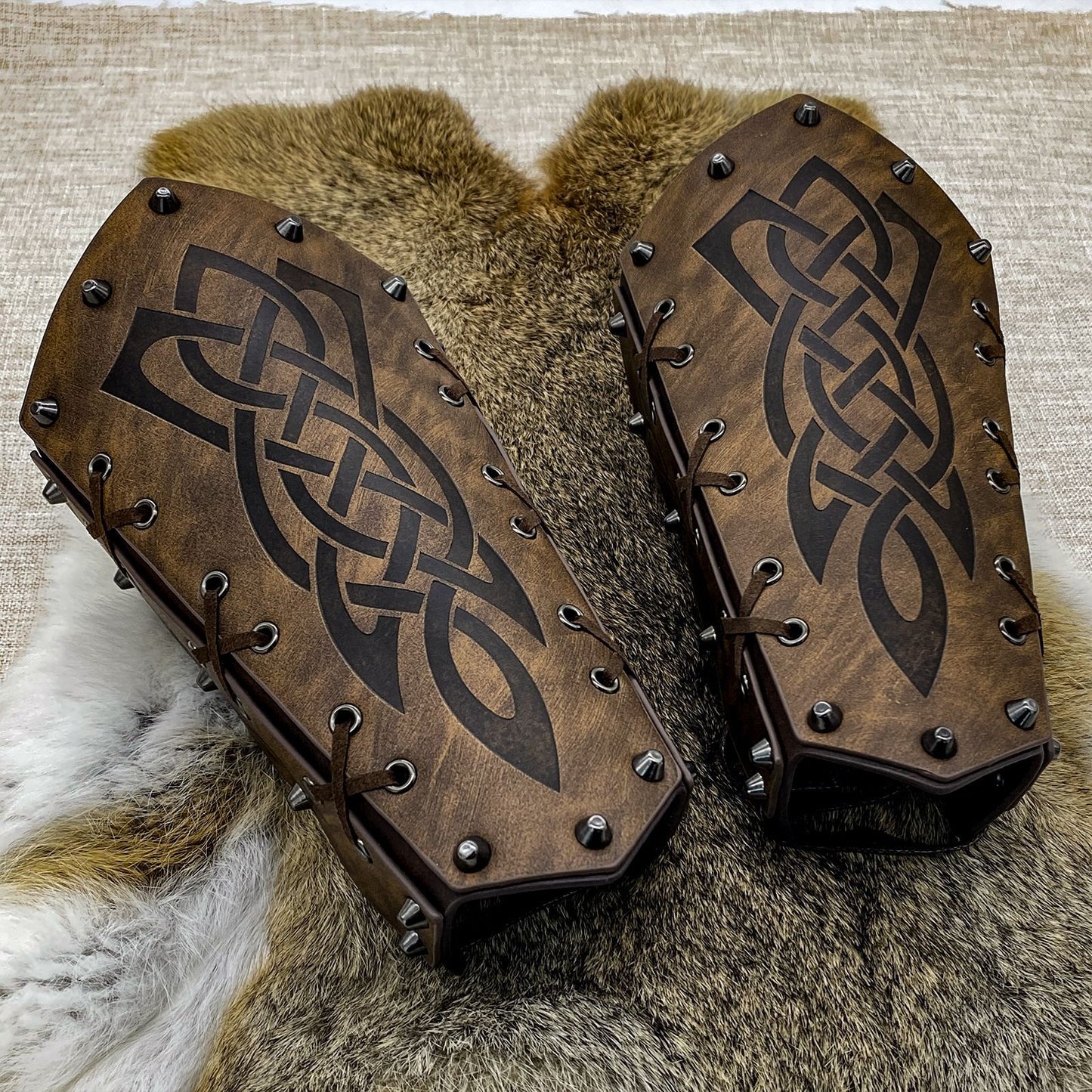 Medieval Embossed PU Leather Knight Arm Bracers